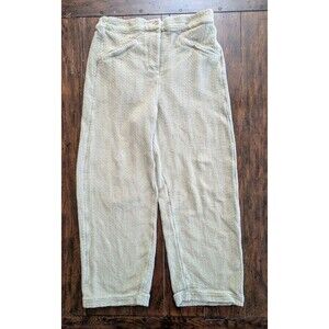 Free People Gauze Pant Size L Green Textured Wide Leg Crop Trousers Boho Beach